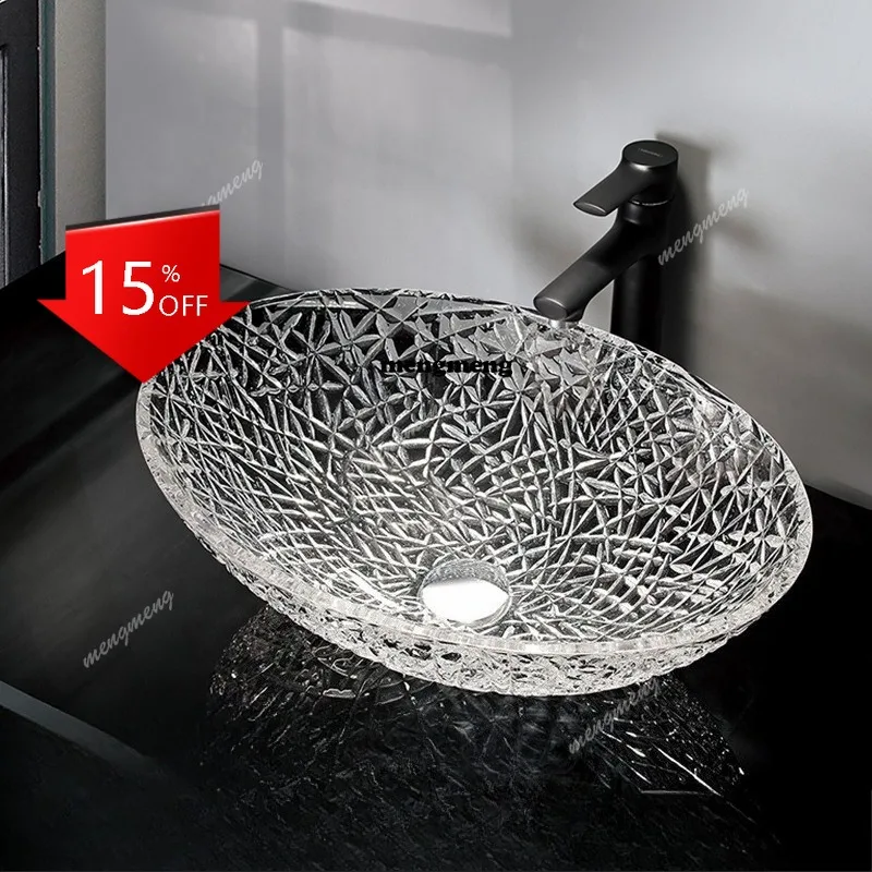 

Сантехника 01A, прозрачная раковина из хрустального стекла, настольная раковина, раковина для отелей и бутиков