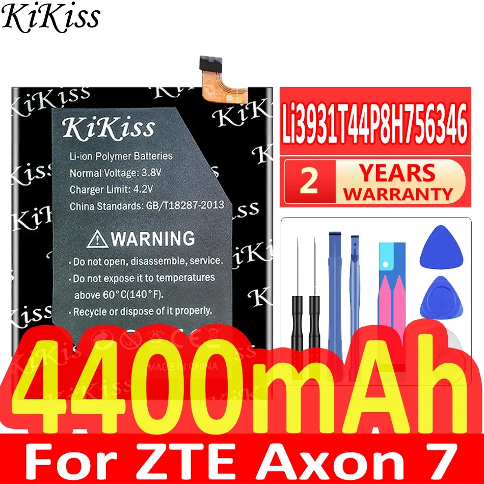 KiKiss 4400mAh LI3931T44P8h756346 Battery For ZTE Axon 7 Axon7 5.5 Inch A2017 Smart Phone Batteries + Free Tools