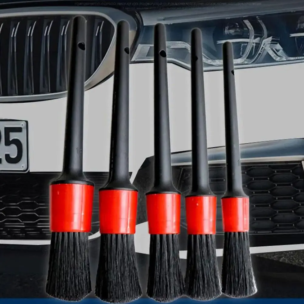 5PCS Car Detailing Brush Set Interior Detail Brush Hair Bristle Brushes For Car Air Vents Dashboard Auto Dust Tools T5I5