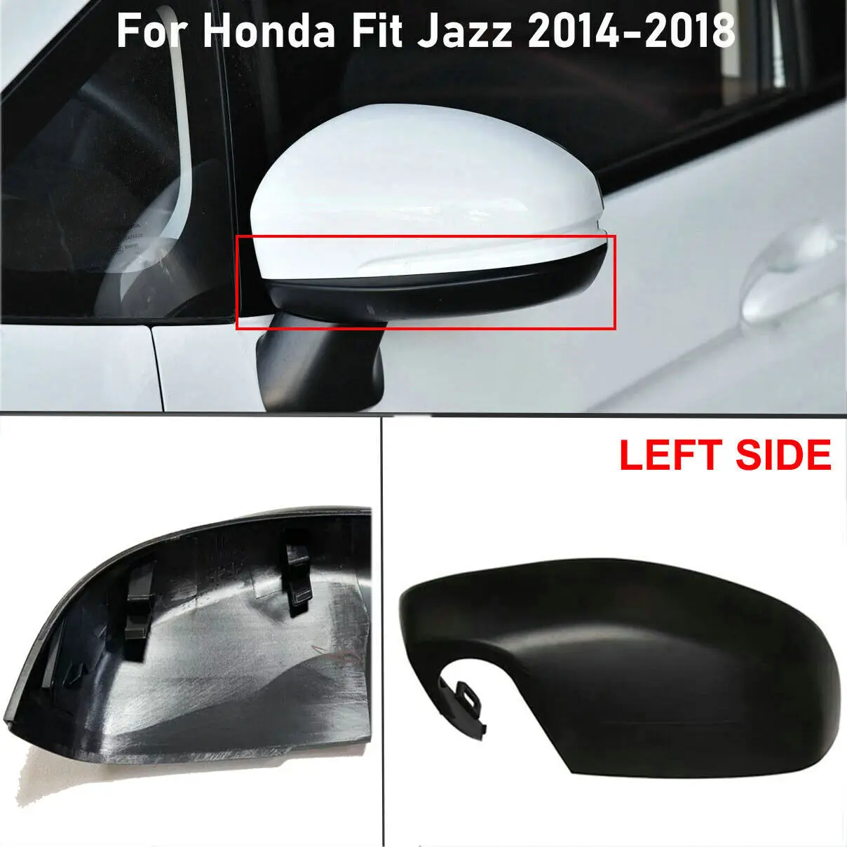 For Honda Fit Jazz 2014-2018 Car Replacement Side Wing Rearview Mirror Cap Base Mount Outer Lower Cover Case Shell Auto Frame