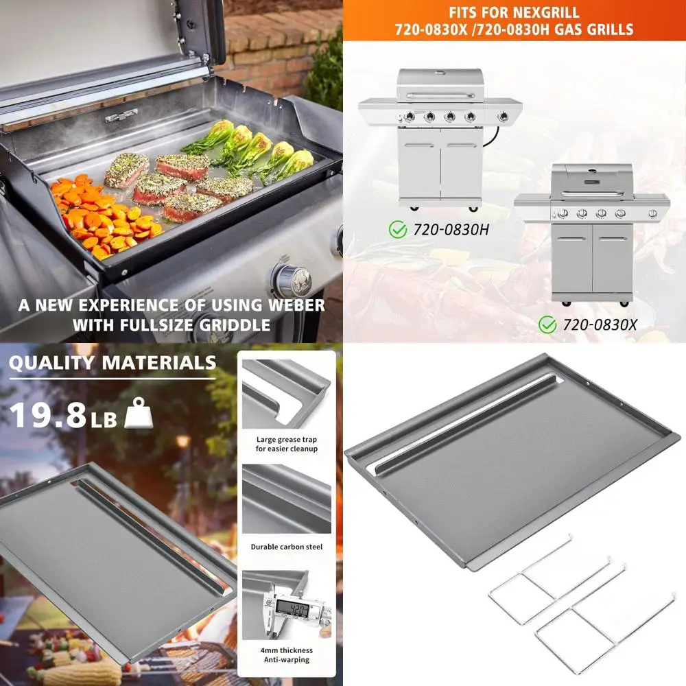 

Чугунная сковорода для газовых грилей — 25,6x16,7 дюймов, совместимая с Nexgrill, Weber, Charbroil, Pit Boss, Traeger, Camp Chef