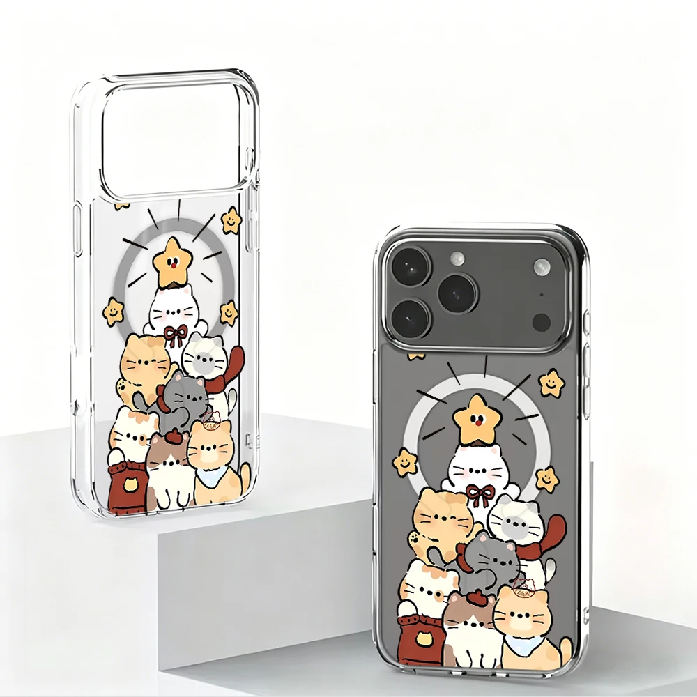 Cute Cartoon Kitten Print Compatible Phone Case For iphone 17 14 15 16 11 12 13 Pro Max 17 Air 15 16 14 Plus 16E 17E Clear Cover view 6
