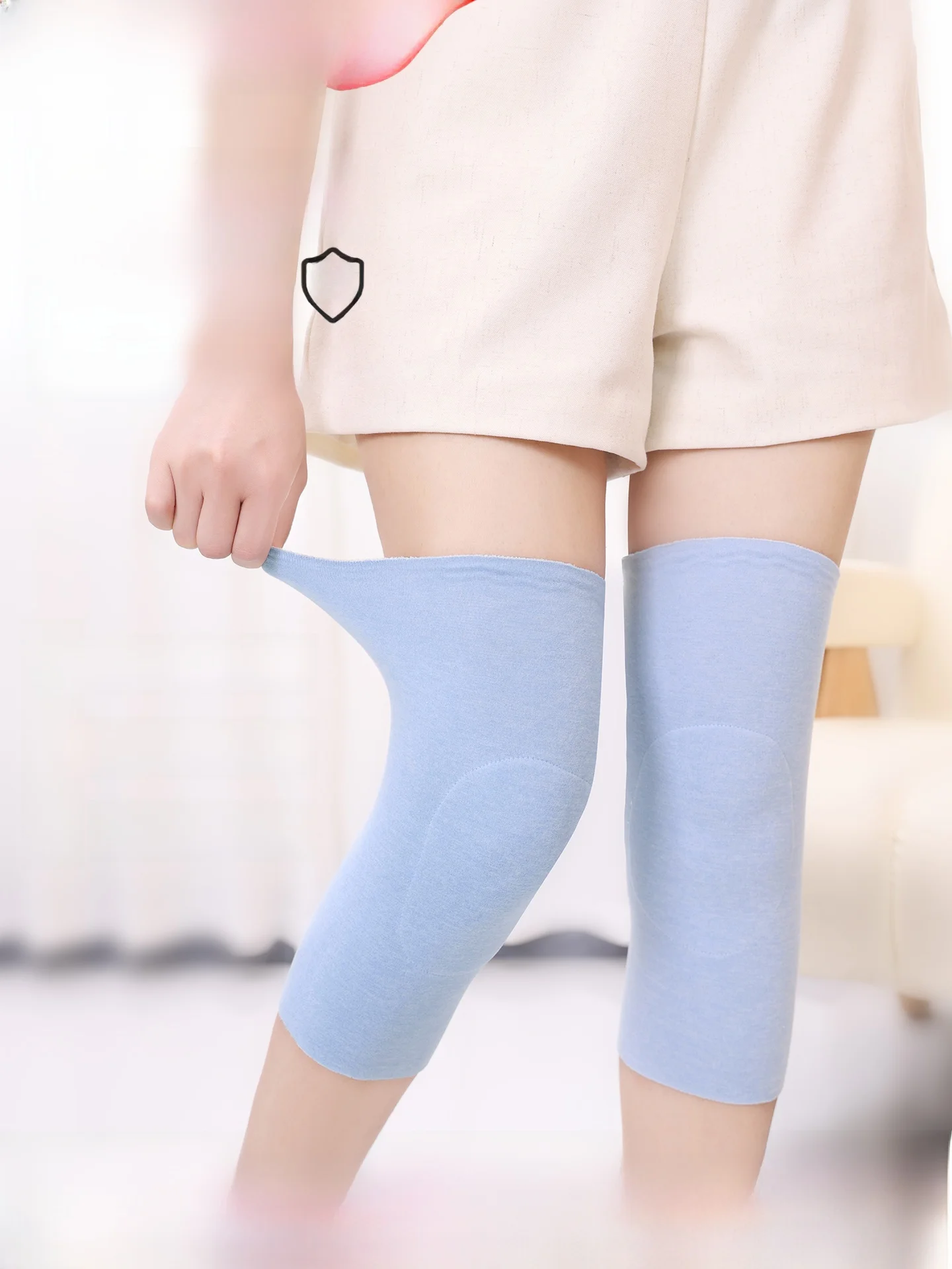 女性用薄型レギンス膝パッド夏用保温防寒小脚ベルベット膝パッド古い冷え性脚保護