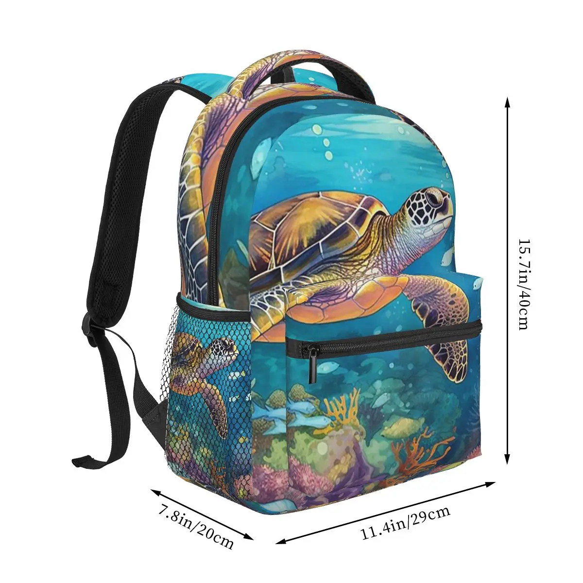 Deep Sea Turtle Underwater World Backpack Student Boys Girls BookBag Kids School Bag Computer Shoulder Bags for Men Women