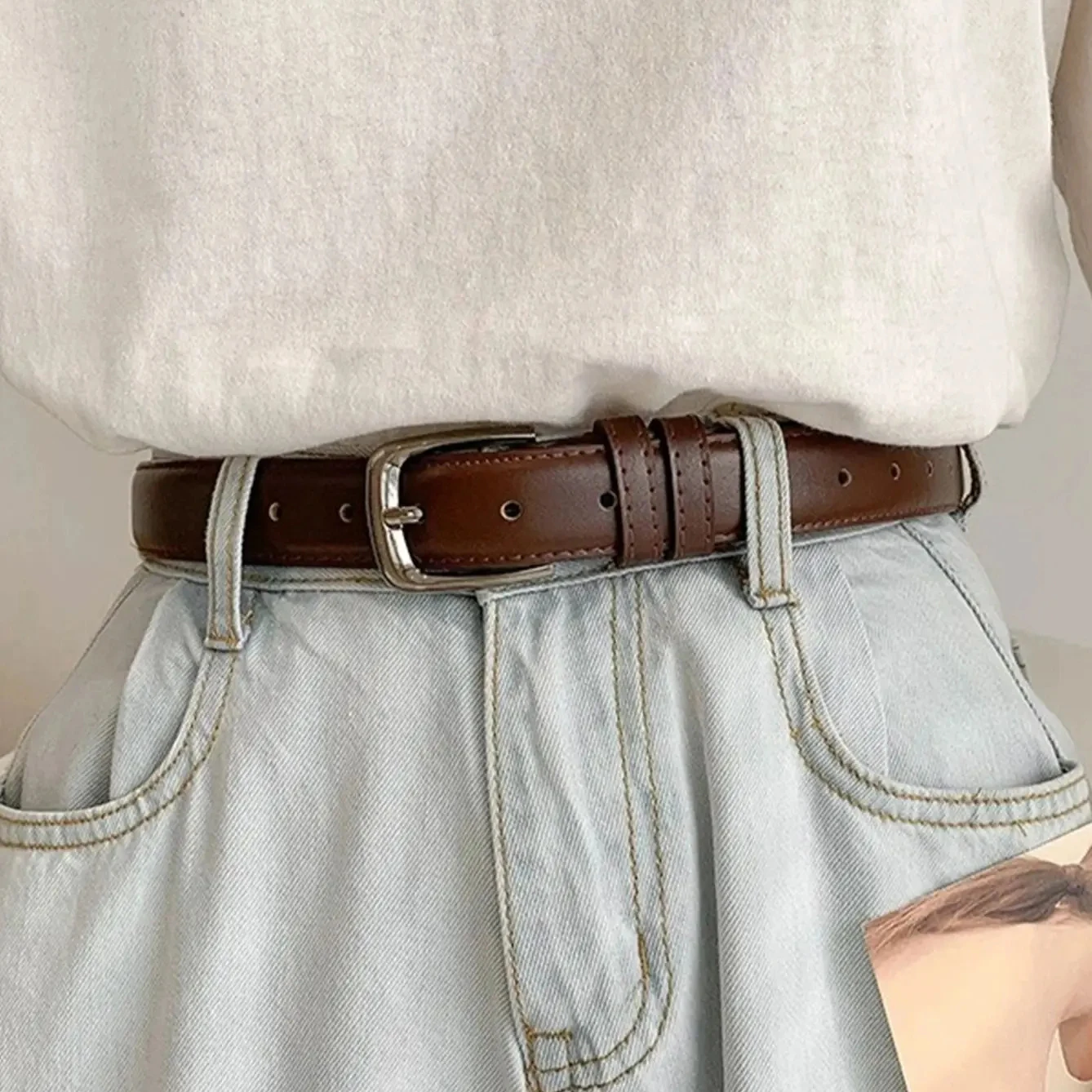 1pc Women's Belt Fashion Simple Versatile Belt Authentic High Grade Trend Soft Belt Paired with Western Trousers Jeans Lady Belt