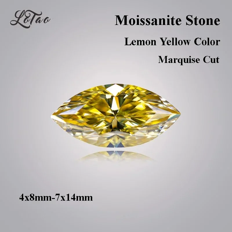 

Moissanite Stone Gemstone Lemon Yellow Color Marquise Cut Lab Grown Diamond Charms Woman Jewelry Making with Certificate