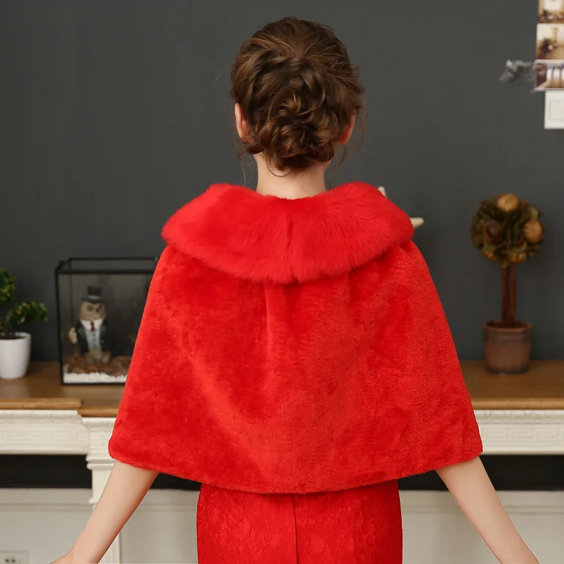 Winter hochzeit Bolero Schals weiß/rot Braut Achsel zucken Kunst pelz Frauen Wraps Braut warme Jacke Party Mantel Party Dekor Zubehör