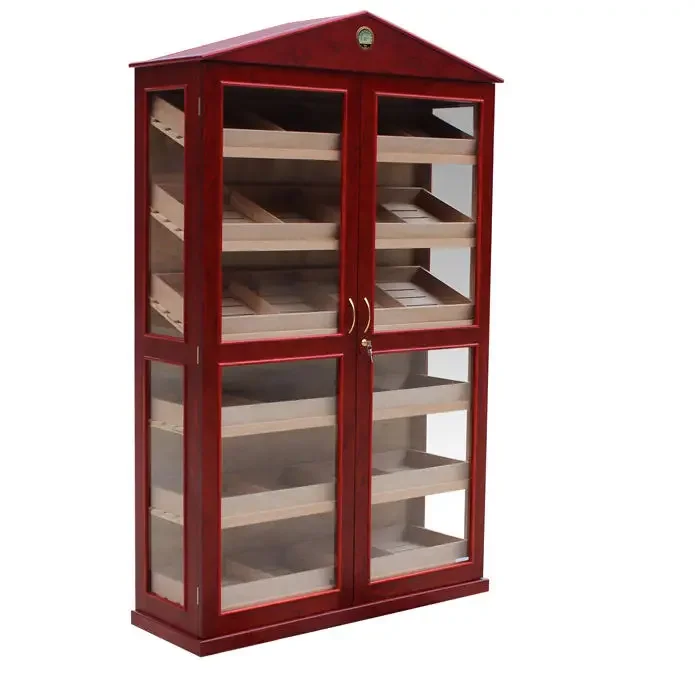 Custom Large Double Glass Door Electrical Led Cigar Humidors For Sale Used Display Humidor Cabinet