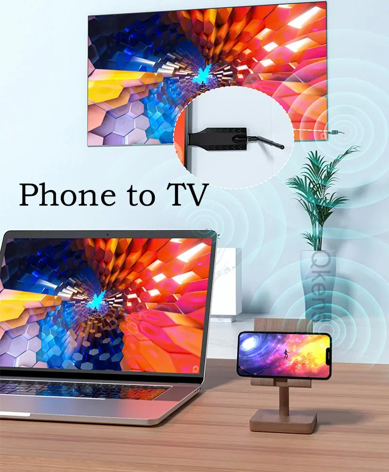 150M 무선 비디오 송신기 및 수신기 HDMI 익스텐더 디스플레이 어댑터 카메라 노트북 전화에서 TV 모니터로 화면 미러링 썸네일 5