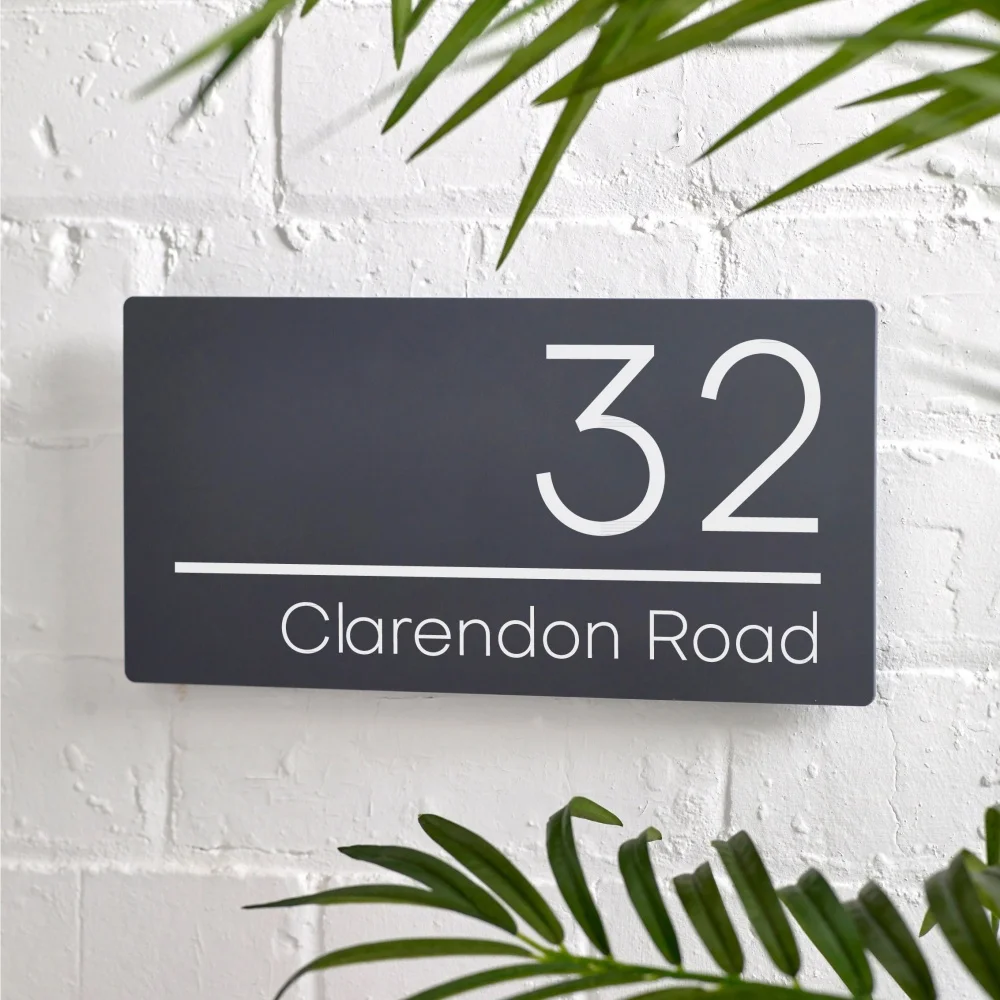 Personalized Custom House Number Sign Modern Rectangle Acrylic Address Plaque Custom Street Name 3D Raised Text Front Door House view 4