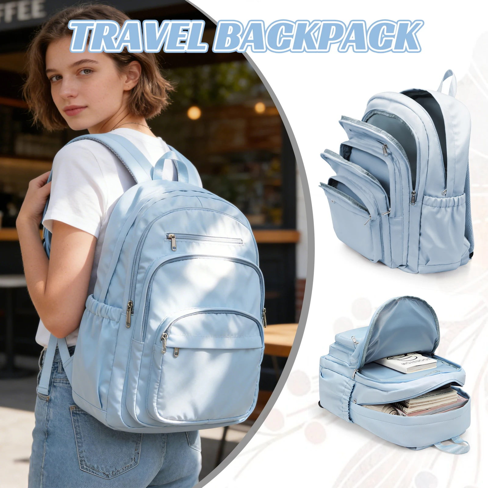 

High School Student Backpack College Backpack, Teenage School Backpacks Casual Multipocket Travel Backpack, lady Laptop Backpack
