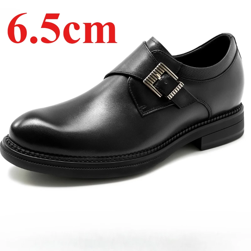 

Genuine Leather 6.5cm Wedding Elevator Shoes for Men's Dress Shoes Male Breathable Comfortable Invisible Height Increasing Shoes