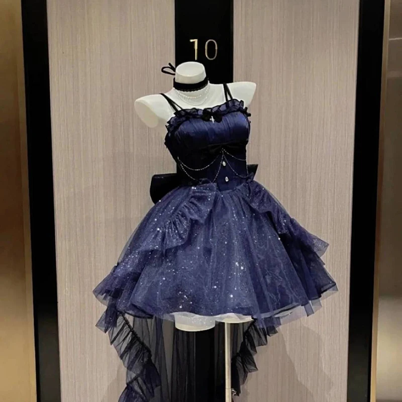 ฤดูร้อนElegantผลกําไรในรอบCamisชุดผู้หญิงแฟชั่นตาข่ายดูผ่านRuffleชุดเซ็กซี่Backless Sweet PartyชุดราตรีVestidos