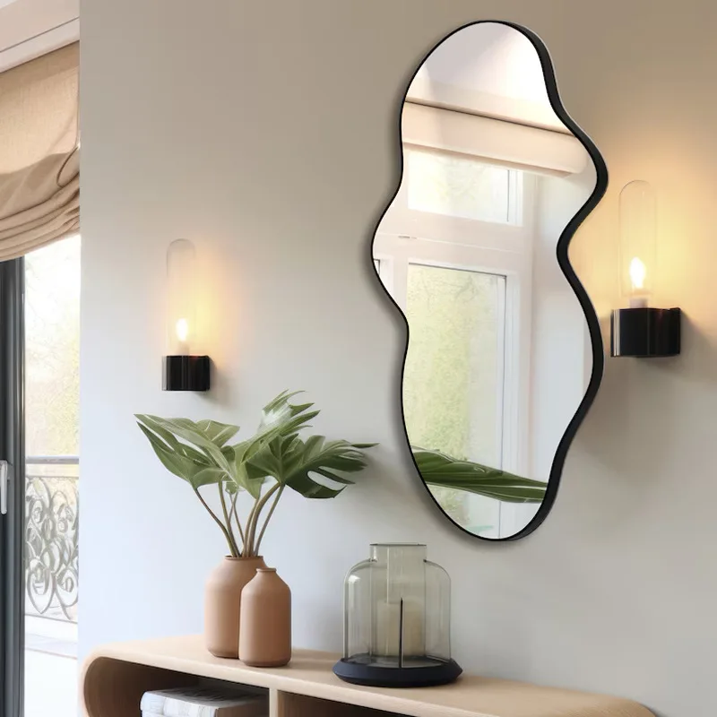 Internet celebrity medieval ins wind mirror full-body mirror wave full-length mirror, special-shaped washstand wall-mounted bath