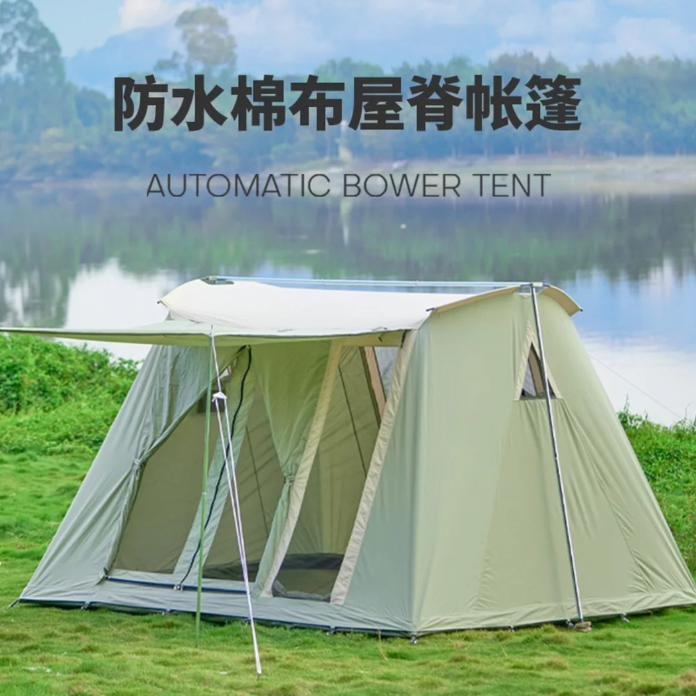 Spring Camping Tent, Retro Canvas Bell Tent, Waterproof Outdoor Shelter