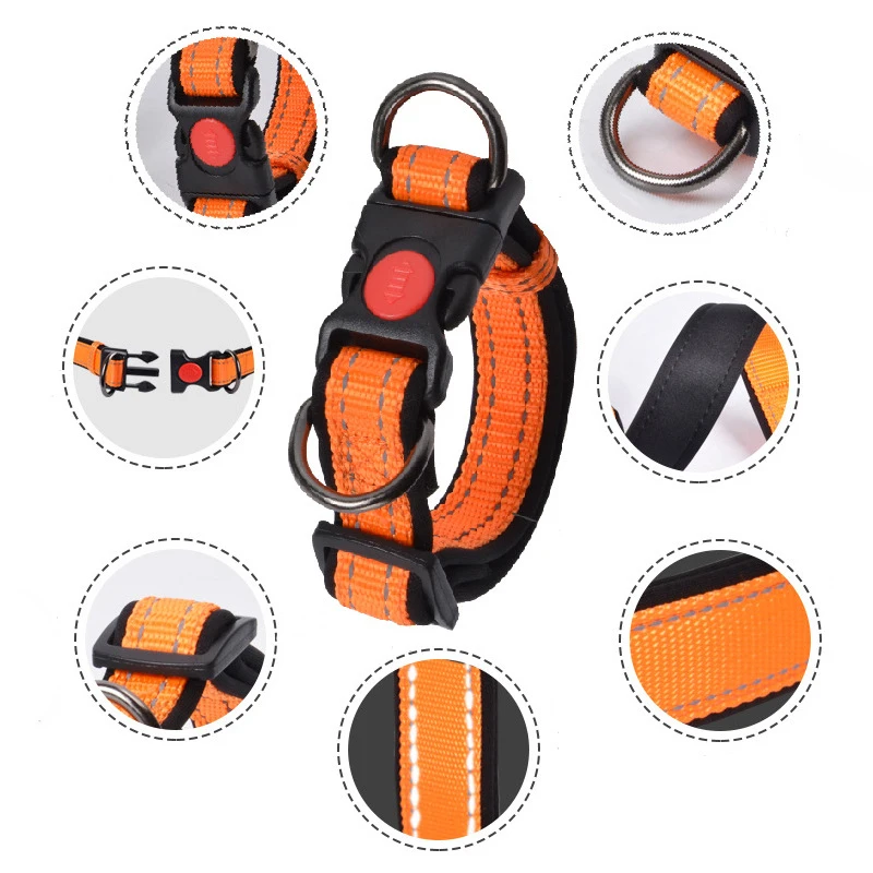 

Dog Collar Traction Rope Neck Ring Outdoor Reflective Ring Dog Walking Rope New Fashionable Nylon Medium and Large sized Dog