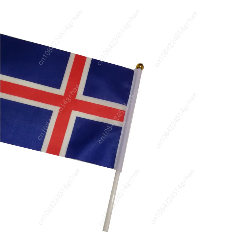 Iceland Hand Waving Flag Iceland Flag Small Mini Hand Held Flags 10 Pcs 14x21cm  Sporting Event Support Handheld Flag