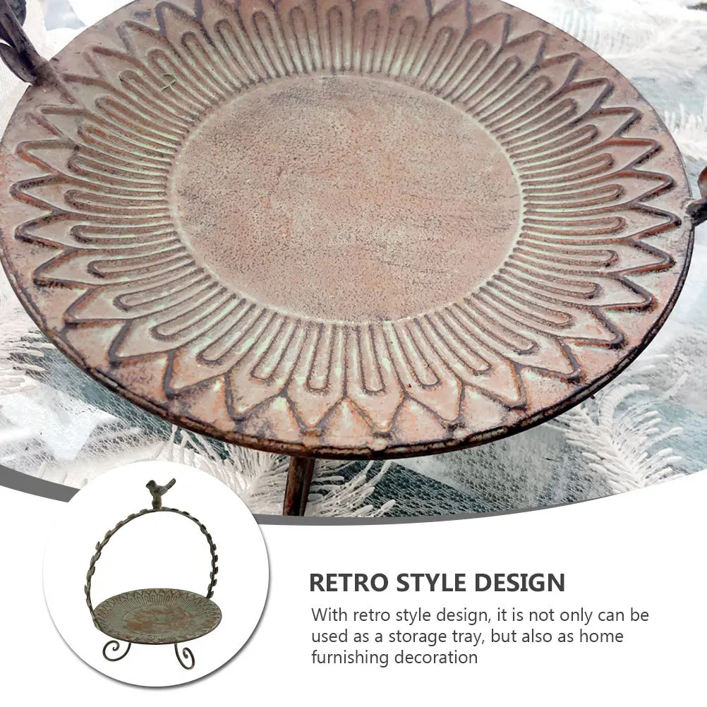 

1Pcs Retro Iron Art Storage Tray Dark Green Decorative Desktop Organizer Pastoral Fruit Dessert Display Tray Home Decor Storage
