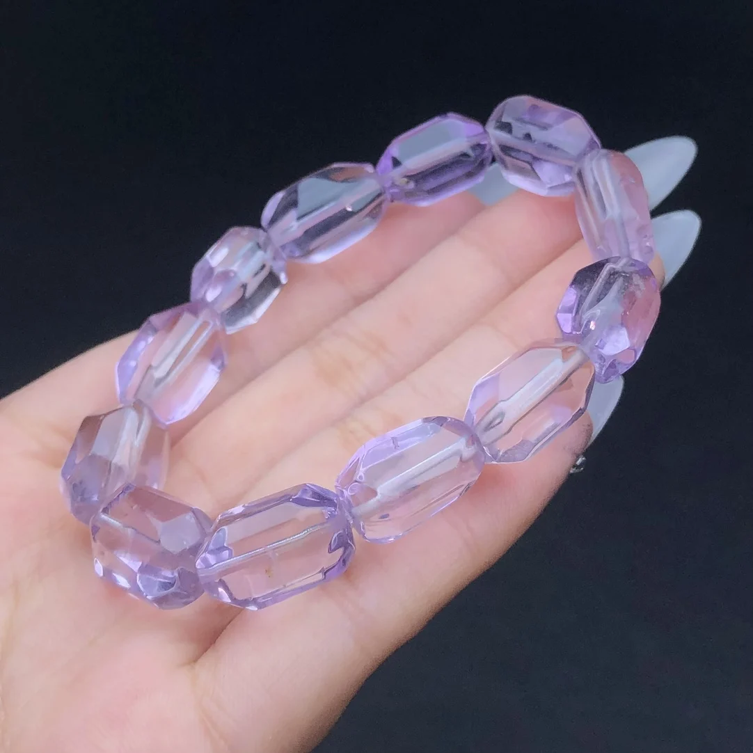 

Natural Freeform Amethyst Bracelet Handmade Healing Crystal Jewelry Stretch Birthday Gifts 1pcs