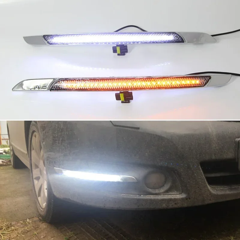 Car LED DRL Daylights For Nissan Altima Teana J32 2008 - 2012 2013 Yellow Turn Signal Daytime Running Headlamps Driving Lamp