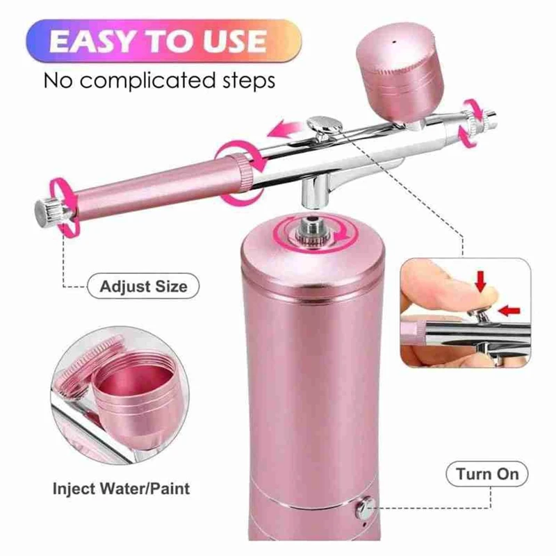 Aerógrafo para unhas kit aerógrafo sem fio compressor 2 níveis 36 psi pressão recarregável máquina de escova de ar para arte do prego