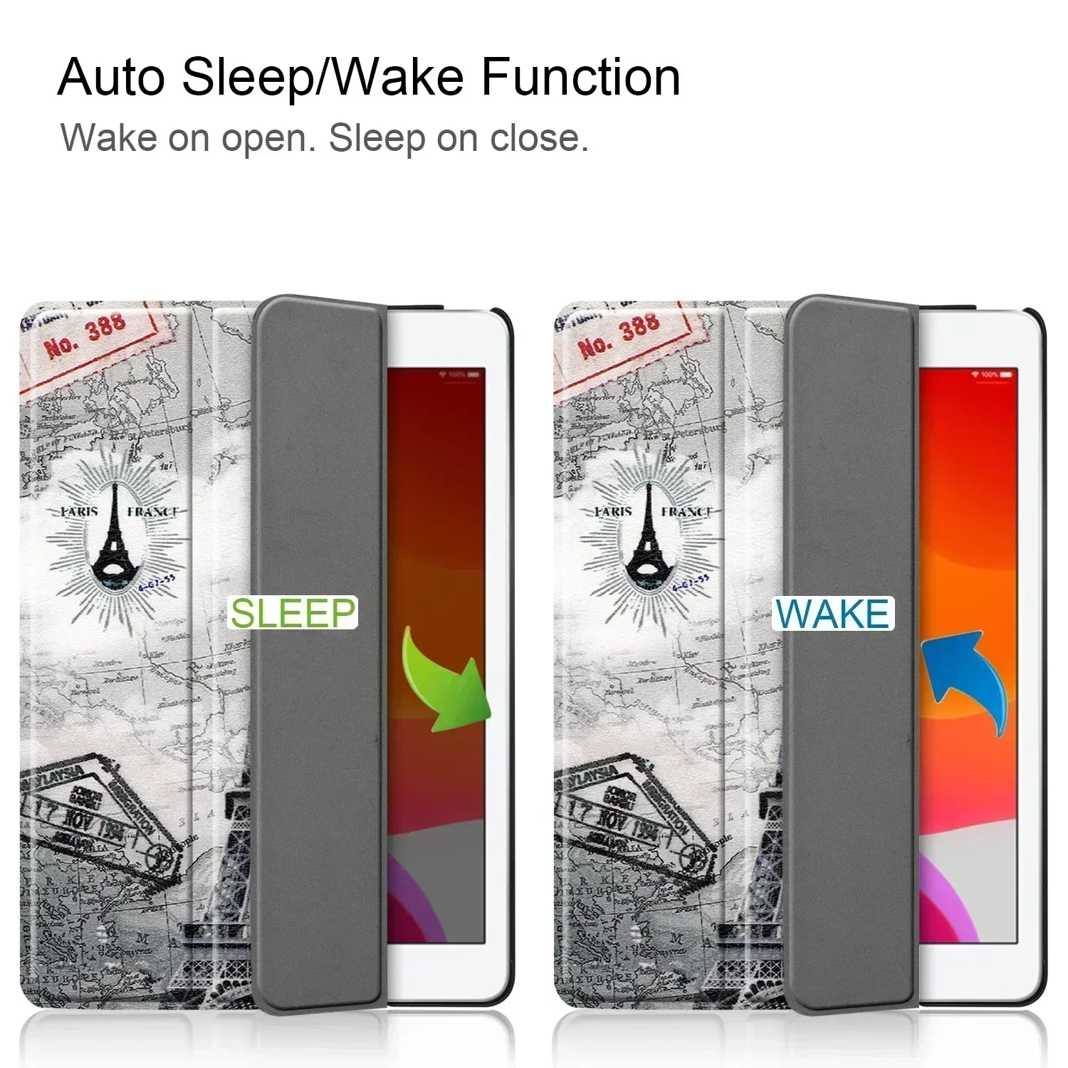 Capa de couro para ipad pro 11 10 2022 9 8 7 5th 6th geração ar 5 4 3 2 1 funda coque acessórios sleep wake impressão capa dura