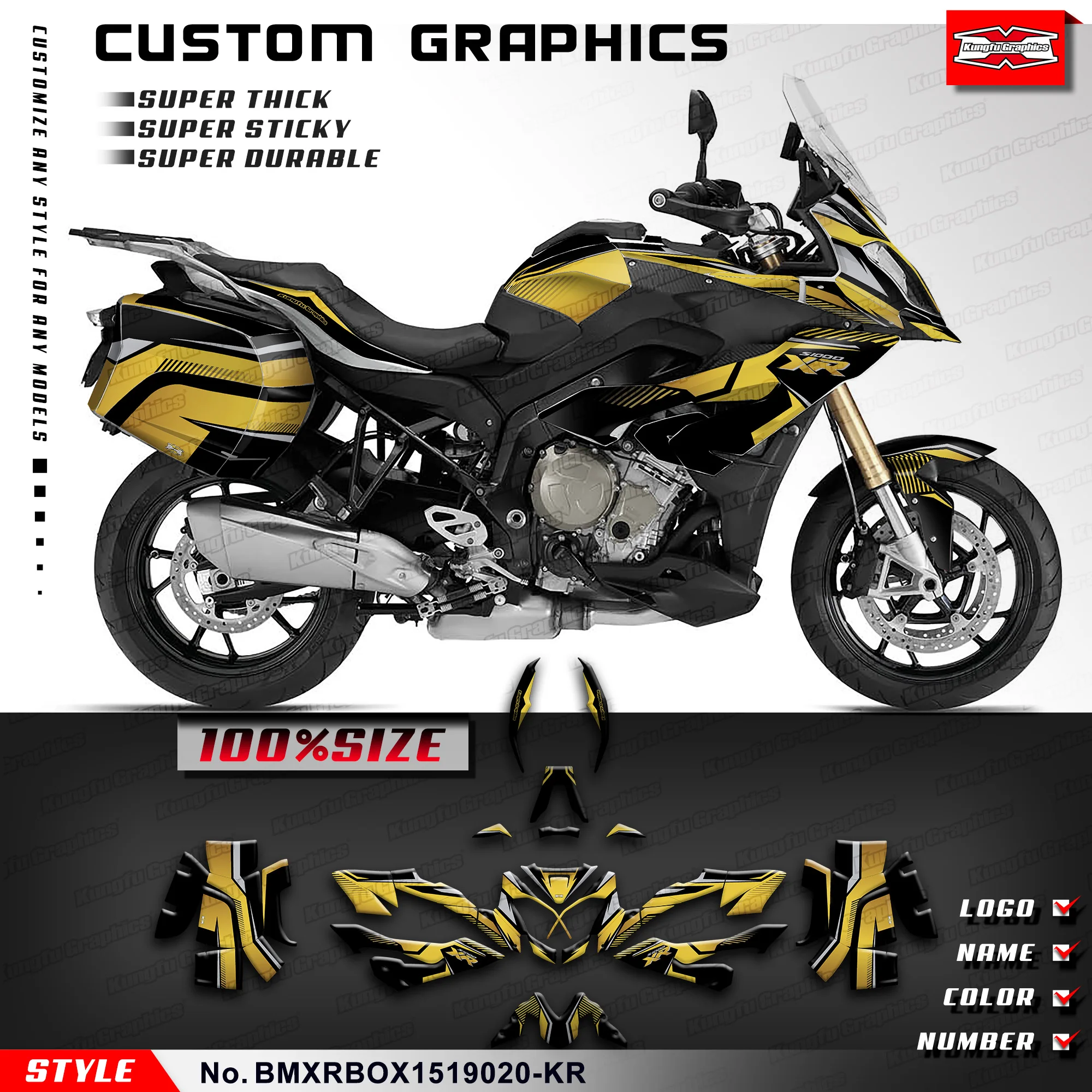 

KUNGFU GRAPHICS Sticker Kit Motorcycle Decals for S1000XR S 1000 XR 2015 2016 2017 2018 2019, Rebuild, BMXRBOX1519020-KR