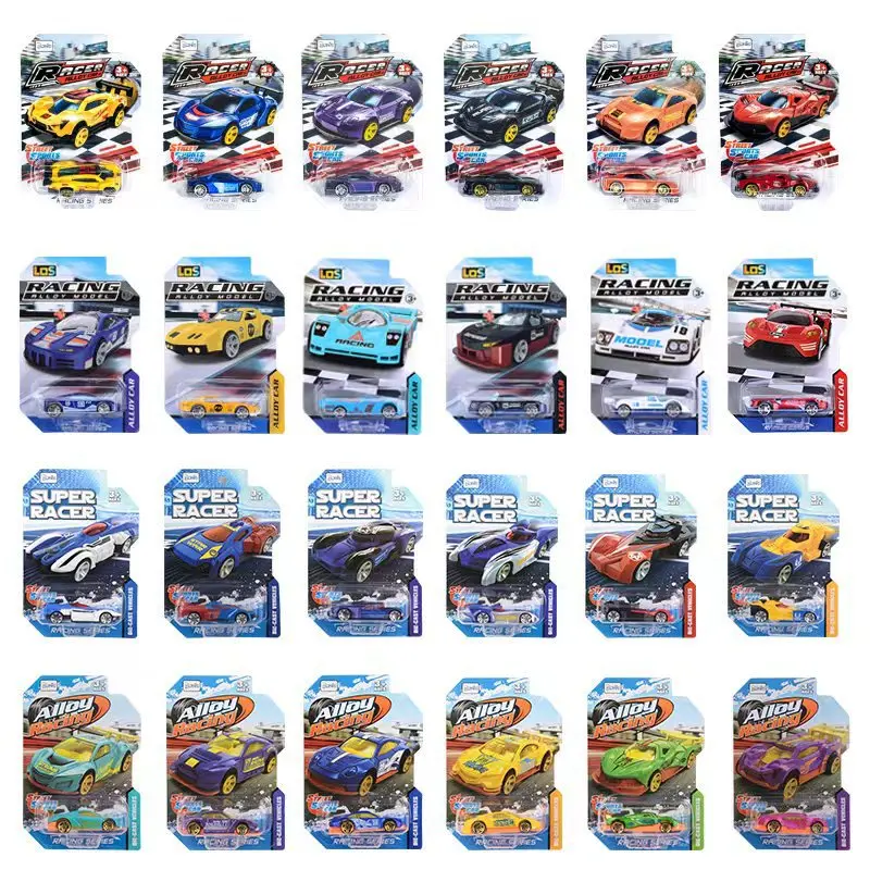 1/64 Diecast Metal ABS Plastic Car Model Toys Children's Mini Alloy Car Sliding Pull Back Sports Car Racing Set Gift Wholesale