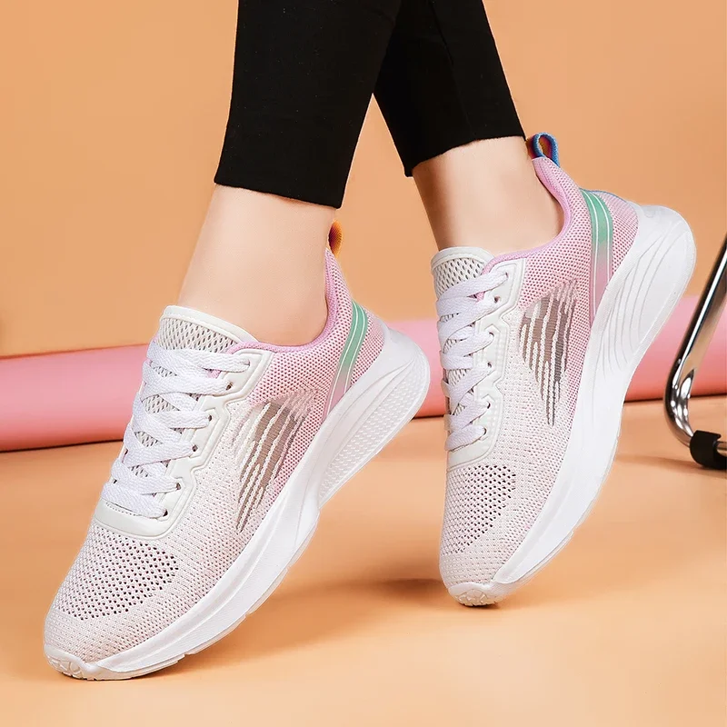 

Ladies Sports Fitness Soft Jogging Shoes Flying Weave Fashion Breathable Running Shoes Women Spring Comfortable Casual Sneakers