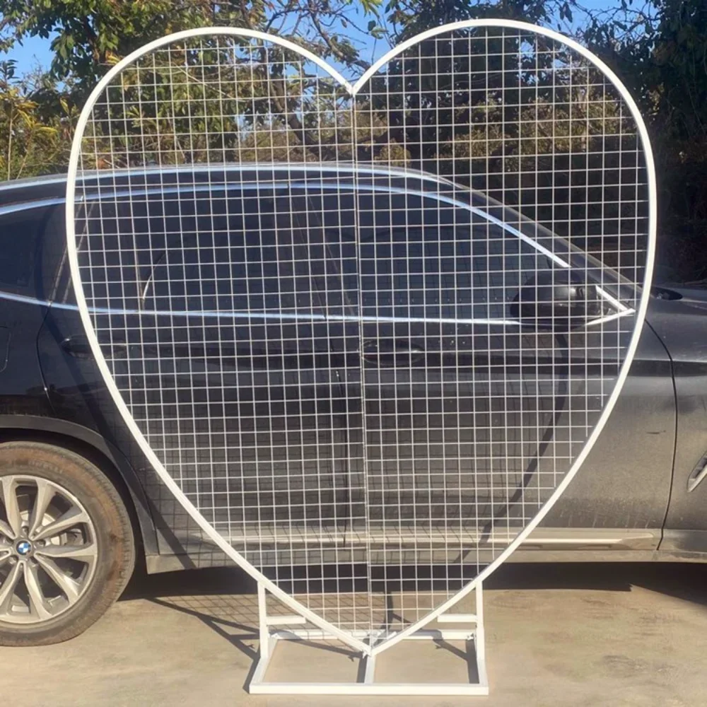 Wrought Iron Background Decor Frame, Heart Shaped Shape Stand, Flower Arrangements, Wedding Party Backdrop Arch, Love Grid Stand