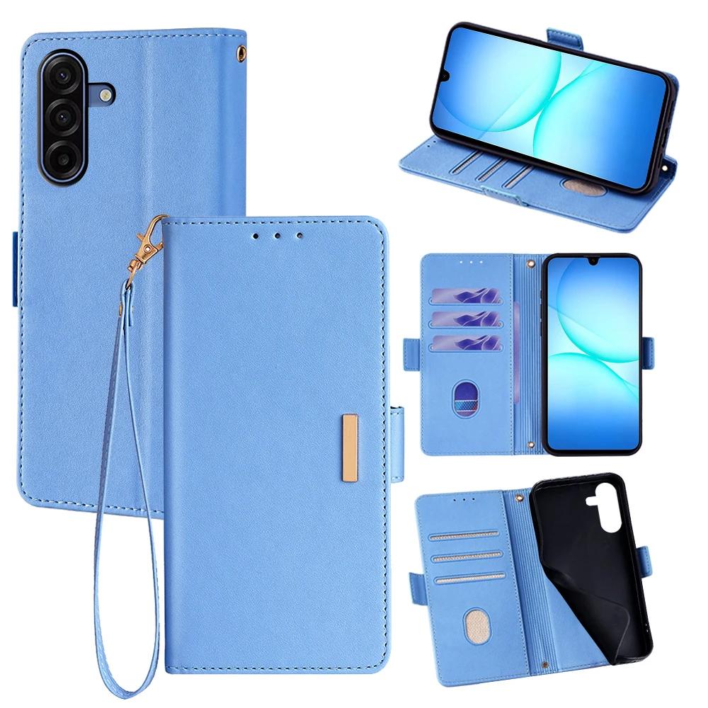 Magnetic Side Buckle Card Slot Leather Wallet Case For Samsung Galaxy A57 A37 A17 A07 A56 A36 A26 A16 A55 A35 A15 A54 Flip Cover view 2