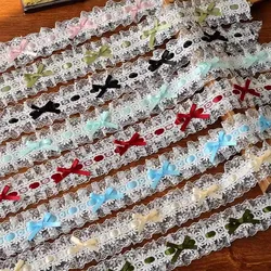 Wide 4cm bow lace pleat lolita with DIY wear ribbon lace trims garment hair accessories handmade materials