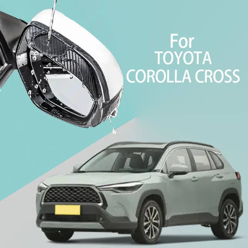 For TOYOTA COROLLA CROSS car rearview mirror rain brow thickened carbon fiber texture rearview mirror rain brow