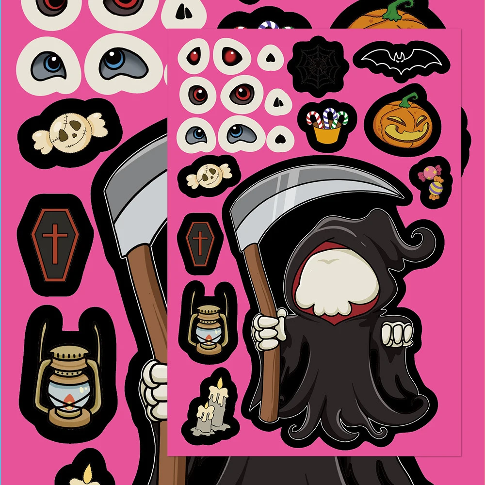 

8/16sheets Funny Halloween Children Puzzle Stickers Make Your Own DIY Game Decals Kid Assemble Jigsaw Toy for Favor Party Gift