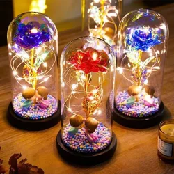 Rose Light Artificial Galaxy Rose Lamp with Butterfly LED Rose Flowers In Glass Chirstmas Wedding Valentine Gift for Girls Women