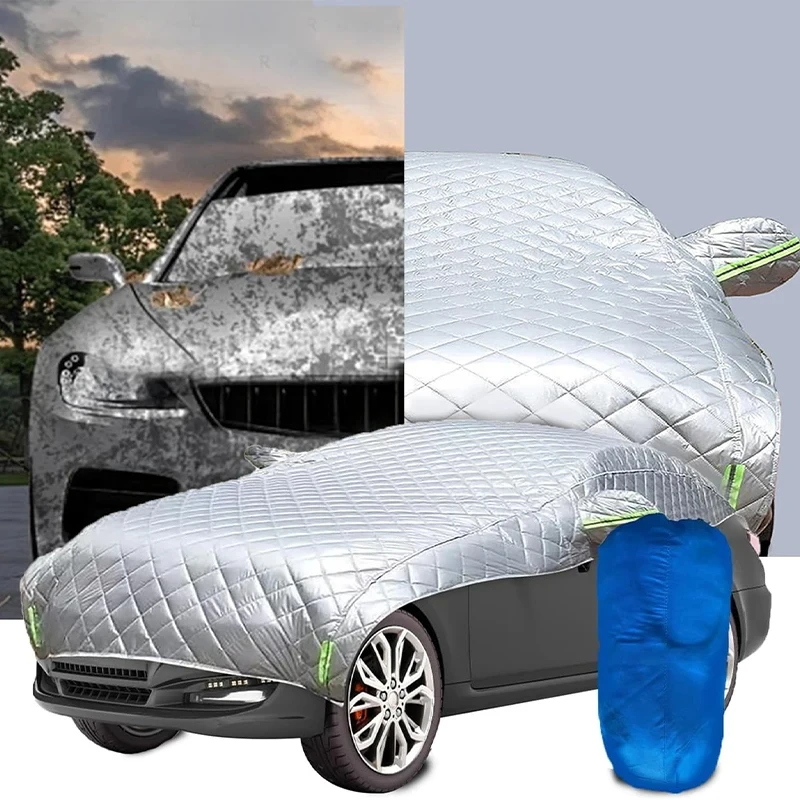

Car Cover Multi-layer Padded Anti-hail Car Cover Sun Protection Waterproof Sedan Protector Reflective Strips For All Weather