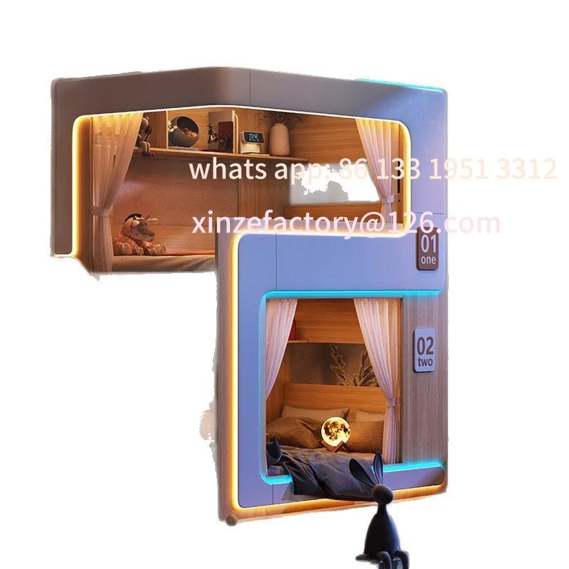 

Customizable simple small apartment bunk top and bottom double-layer children's suspended bed feeling high guardrail does not di