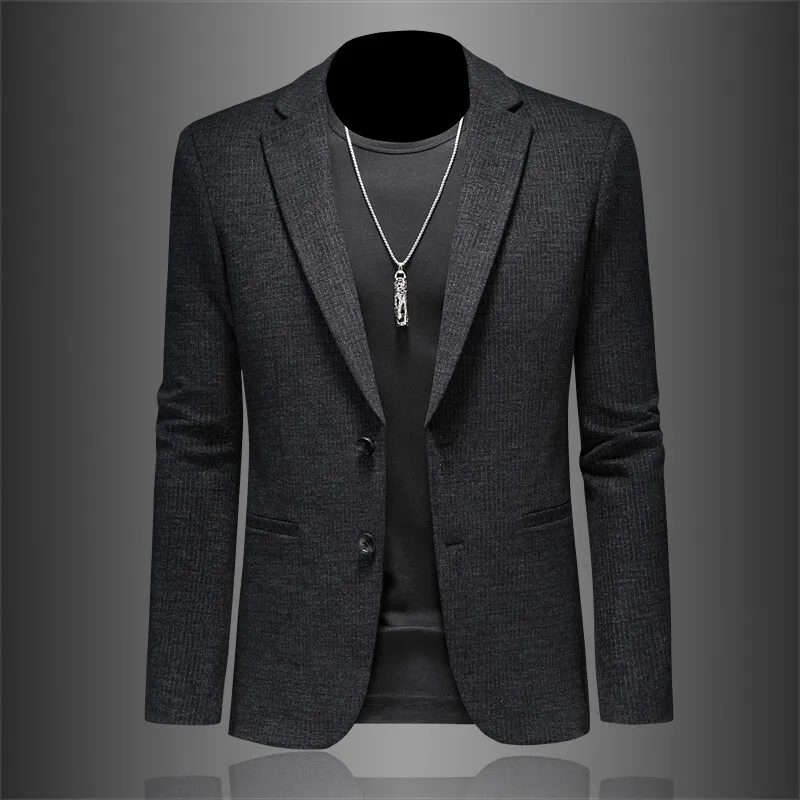 

Spring 2025 Men's plus Size Casual Slim Fit Faionable Busin Casual Sle Knitted Fabric No Ironing Proced Coat