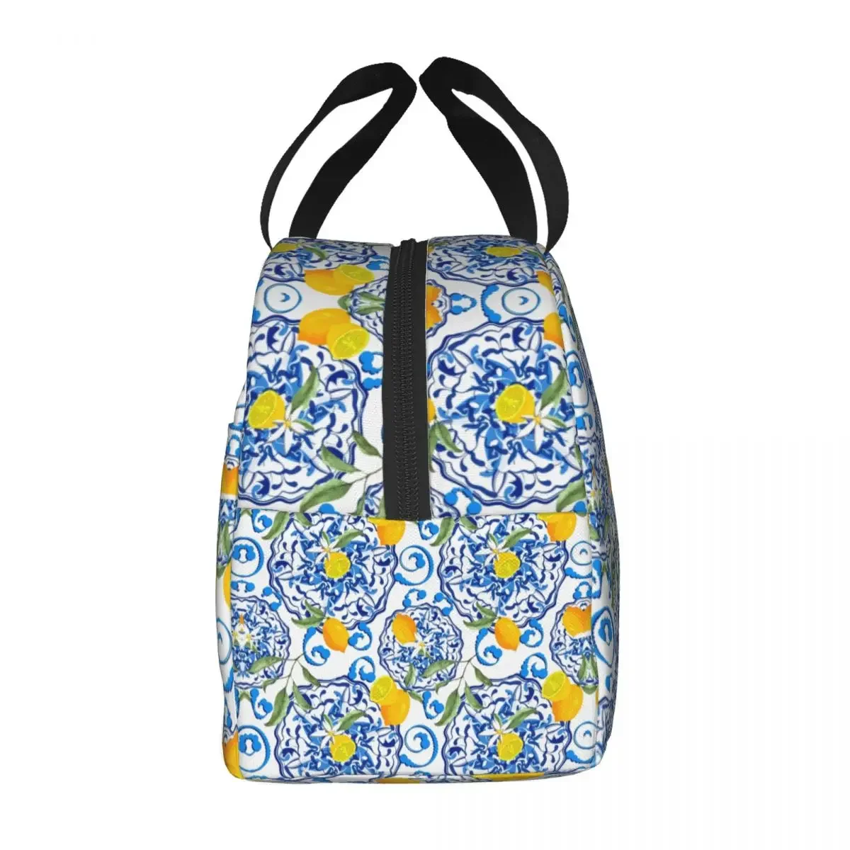 Lemon Fruit Pattern Insulated Lunch Bags Travel Summer Citrus Mediterranean Style Resuable Thermal Cooler Bento Box Women Kids