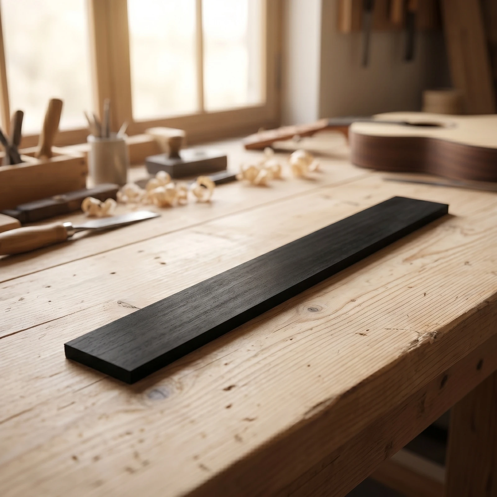 Ebony Fingerboard Blank Wear-Resistant Bass Fingerboard Blank Finger Plate Dense Lumber Stable for Luthier, Instrument Repair - view 3