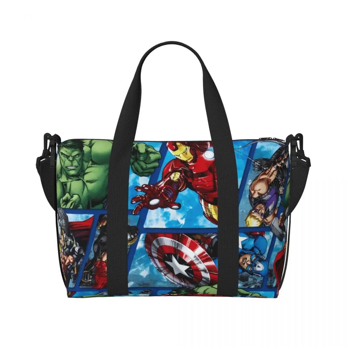 

Custom Captain America Tote Bag Women Large Capacity Anime Superhero Film Gym Beach Shoulder Travel Bag