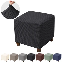 T-Shape Jacquard Square Stool Cover Ottoman Stool Cover Elastic Sofa Footrest Slipcovers for Living Room Office Home Decor