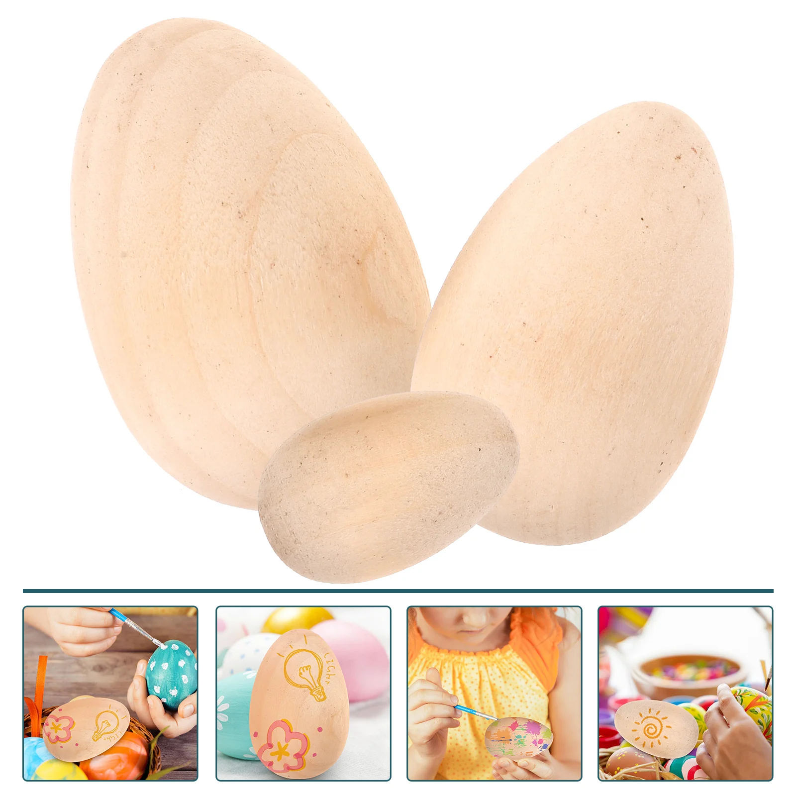 

15Pcs Decorative Egg Small Blank Wood Eggs for Creative DIY Projects Handmade Craft Ornament Vase Decor Simulation Egg for Party