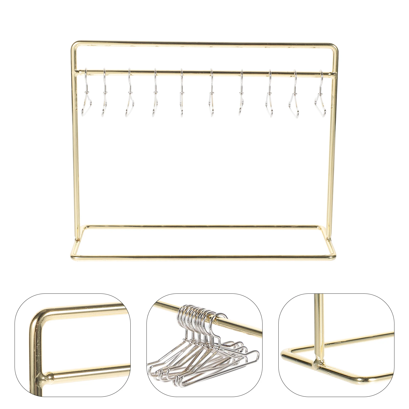 

1 set 1 Set Clothes Display Mini Hanger For Dollhouse Iron Metal Garment Hanger Outfit Mini Dry Rack Accessories Miniature