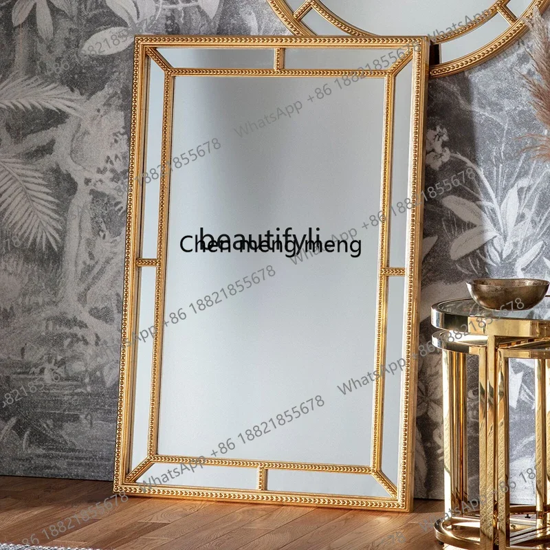 American-style Wall-mounted Custom Washbasin Bathroom Mirror with Light, Square Vanity Mirror