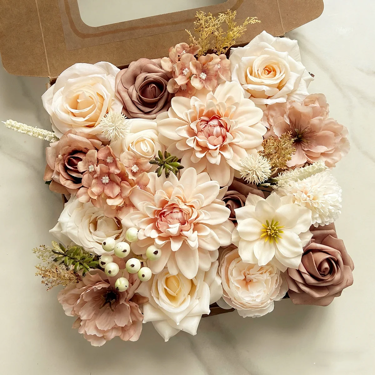 

Yannew Rosewood Artificial Flowers with Stem Mix Box for Party Floral Arrangements DIY Wedding Bouquet Table Centerpieces Decor