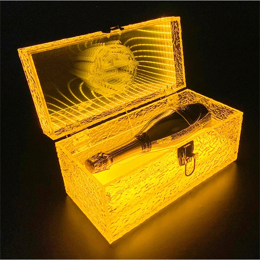 Rechargeable LED Mirror Champagne Bottle Briefcase VIP Service Suitcase Wine Display Carrier Box Glorifier Presenter Case