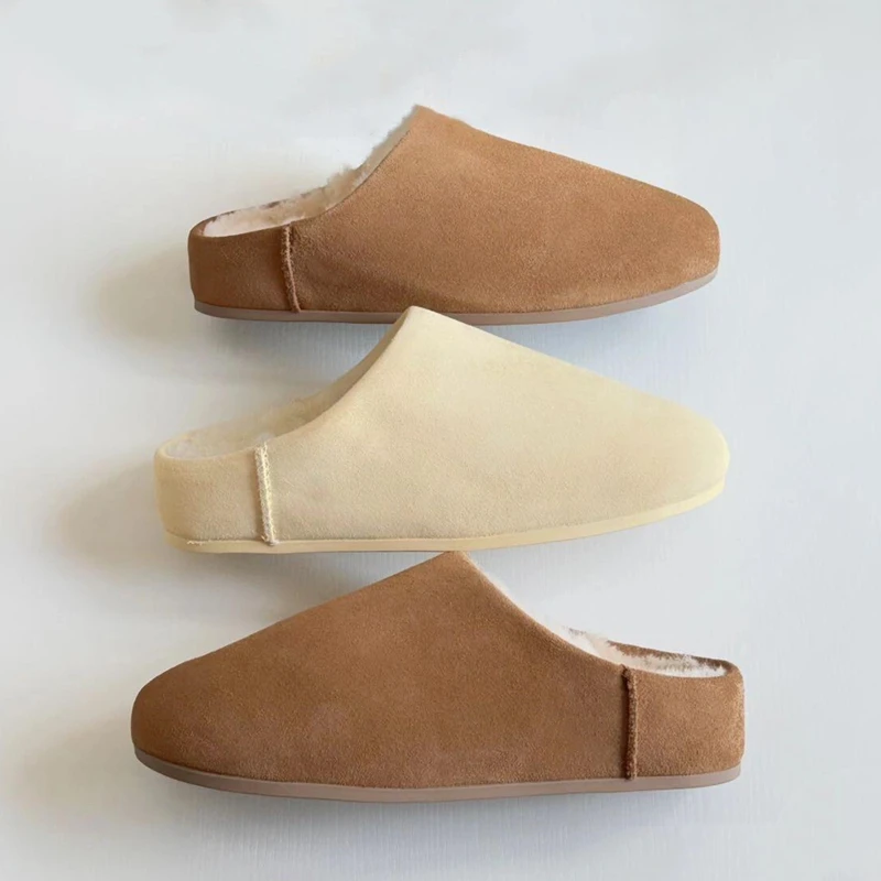 2025 New Winter Slippers Fashion Round Toe Women Shoes Concise Big Size Baotou Slippers Platform Slides Women Zapatos De Mujer