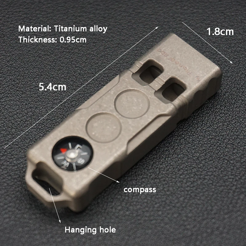 Titanium Alloy Two-in-One Whistle & Compass: High-Decibel EDC Tool for Outdoor Mountaineering with Necklace