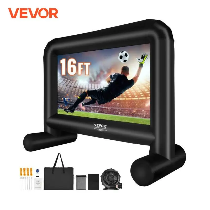 VEVOR Inflatable Movie Screen 14/16 FT Inflatable Projector Screen for Outside w/ Blower for Outdoor Party Backyard Movie Night